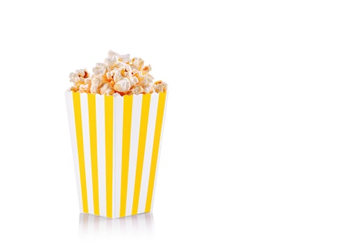 cardboard glass yellow with popcorn on a white transparent background photo