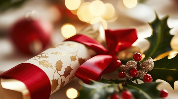 A close-up of a Christmas cracker photo