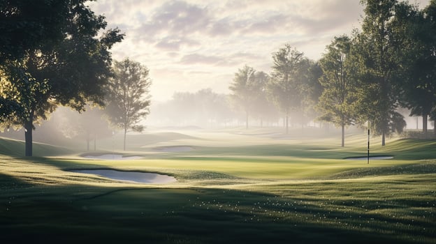 Early morning dew on the fairways photo