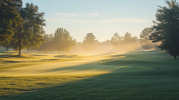 Early morning dew on the fairways photo