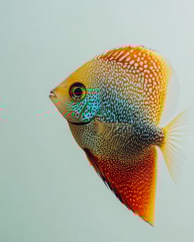 A colorful fish with blue and orange spots photo