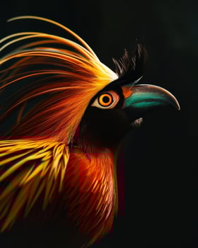 A bird with long, colorful feathers photo