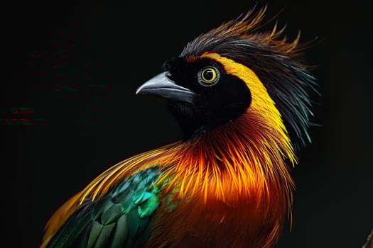 A colorful bird with a black and white head photo