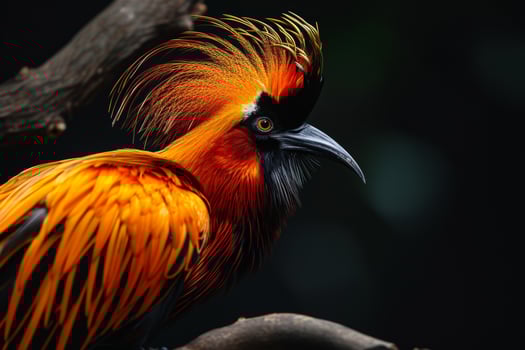 A bird with bright orange and black feathers photo
