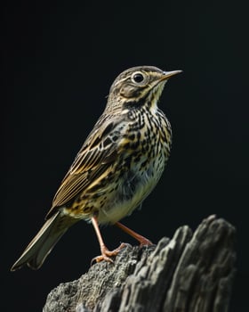 A small bird is standing on a piece of wood photo