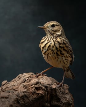 A small bird is standing on top of a rock photo