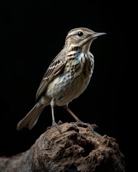 A small bird is standing on top of a log photo