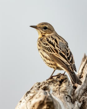 A small bird is sitting on a tree branch photo