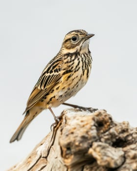 A small bird is sitting on top of a piece of wood photo