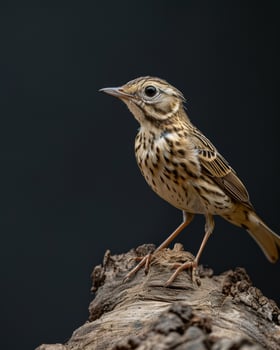 A small bird is standing on top of a log photo