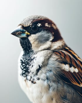 Mystic portrait of sparrow isolated with white background photo
