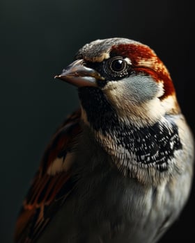 Mystic Portrait of Sparrow isolated with black background photo