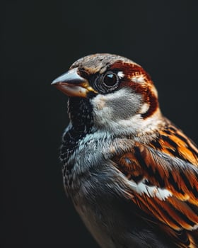 Mystic Portrait of Sparrow isolated with black background photo