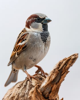 A small bird is perched on a branch photo