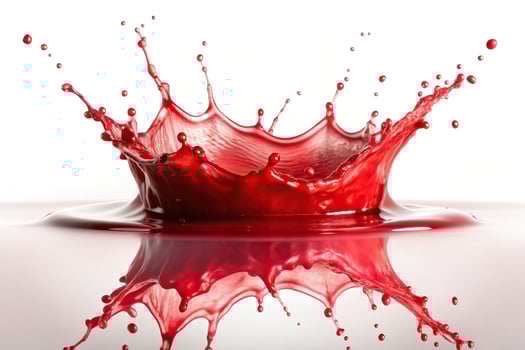 Red liquid splash on white background photo