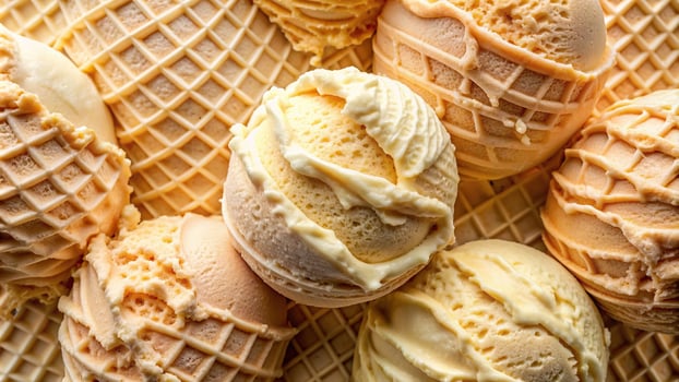 scoop, dessert, close-up, cone, caramel, cold, wallpaper, colorful, pattern, tile background, pastel, vanilla,recurring, Recurring ice cream wallpaper tile background extreme close up photo