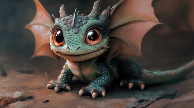 A Baby Dragon with Large, Expressive Eyes and a Friendly Expression photo