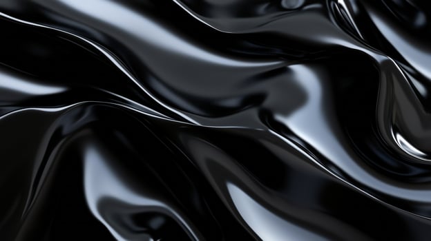 A close-up abstract image of a glossy, black liquid surface with smooth, flowing curves and reflective highlights, creating a fluid, futuristic appearance. photo