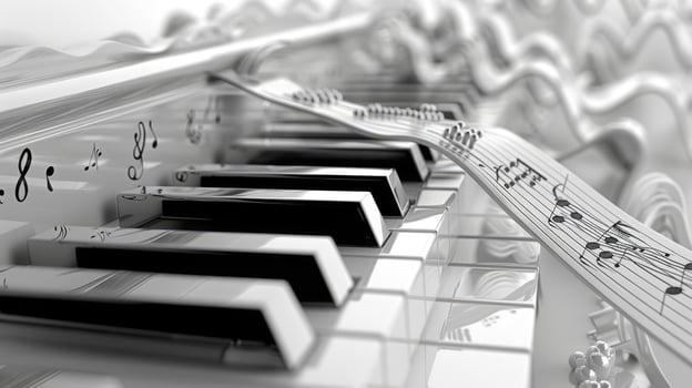 Composition piano music treble clef and sheet music. photo