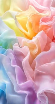 Colorful ruffled fabric in soft pastels creating a dreamy texture in warm light photo