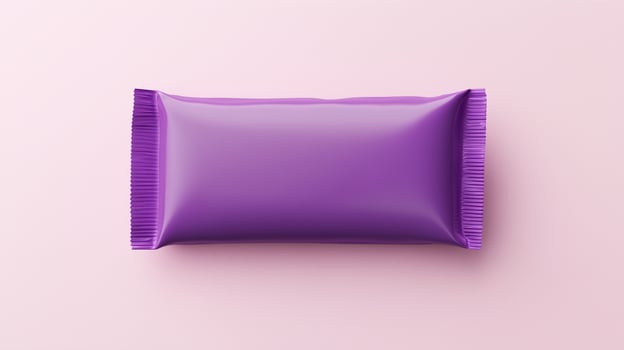 Snack bar or candy wrapper purple plastic blank mockup glossy for brand product photo