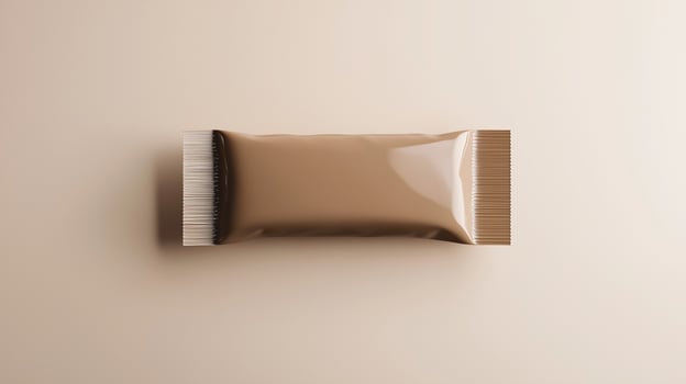 Snack bar or candy wrapper brown plastic blank mockup glossy for brand product photo