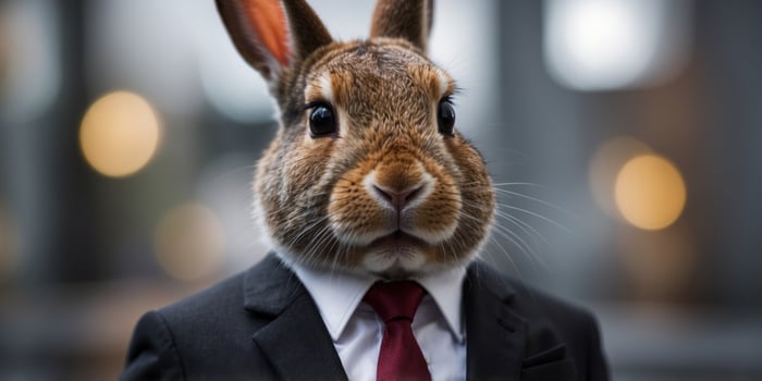 Dark evil bunny rabbit in business suit and tie. photo