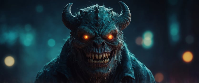monster from out of space with teeth horror vivid night wallpaper. photo