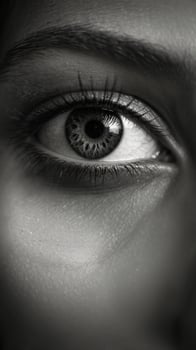 Dramatic Black and White Close Up of an Intense Conceptual Eye. photo