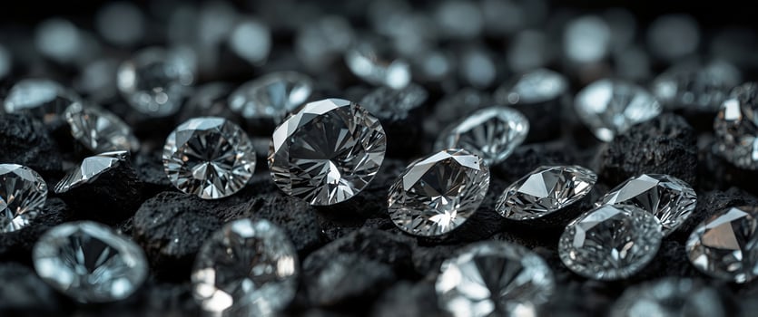 Shiny diamonds in various sizes, Many shiny diamonds on Coal. photo