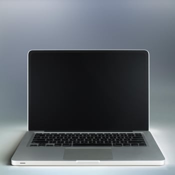 Laptop with blank screen mock up template, empty computer display placeholder illustration photo