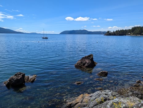 Scenic view from Orcas Island, Washington, USA to the Rosario Strait photo