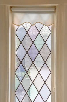 Stained glass window in a home photo