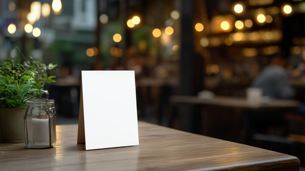 Menu Frame Tent Card Mockup with Blurred Background Design photo