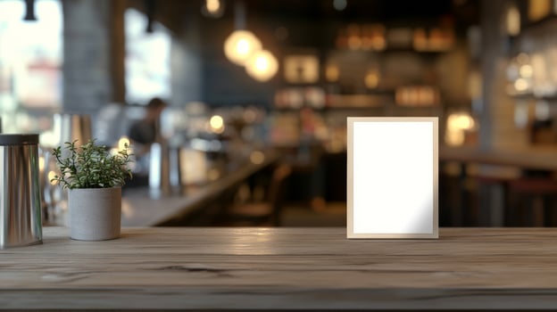 Menu Frame Tent Card Mockup with Blurred Background Design photo