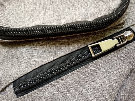 Backpack pockets closed zipper closeup view photo