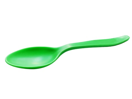 Green Spoon isolated on white background photo