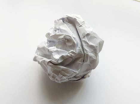 Rough Paper Ball Trash Isolated on white background photo