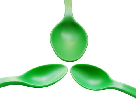 Set of Green Spoon isolated on white background photo