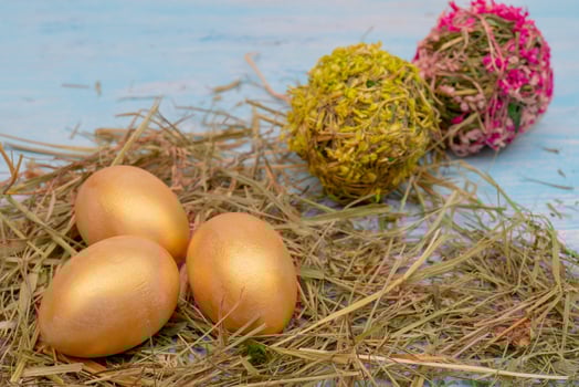 Golden Easter eggs. photo