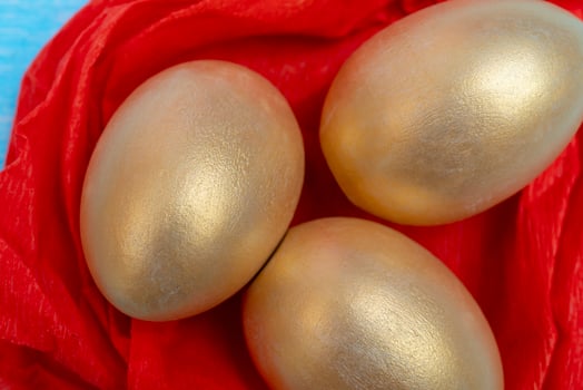 Golden Easter eggs. photo