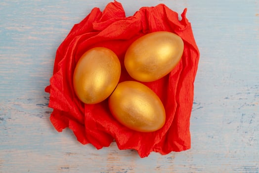Golden Easter eggs. photo