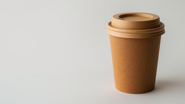 Eco-friendly single brown disposable paper coffee cup for hot beverages on white background photo