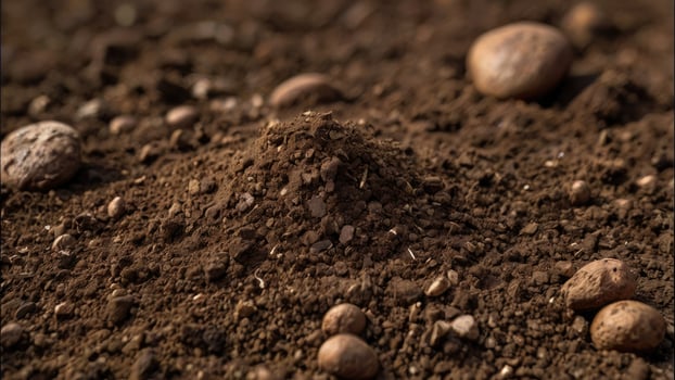 Fertile loam soil suitable for planting, soil texture background photo
