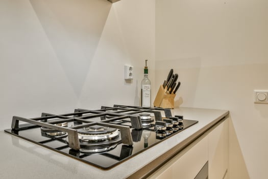 A black and white stove top photo