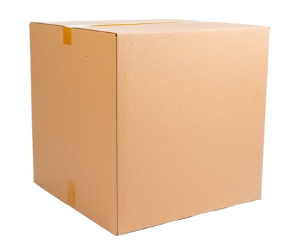 Single carton moving box isolated on white background photo