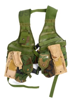 Military body armor isolated on white background photo