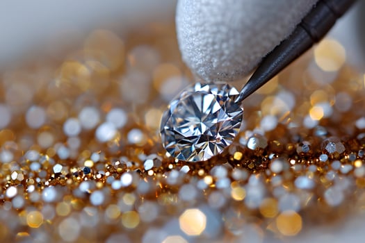 Close-Up of Diamond with Tweezers Amid Sparkling Background - Jewelry Design, Luxury, Elegance photo