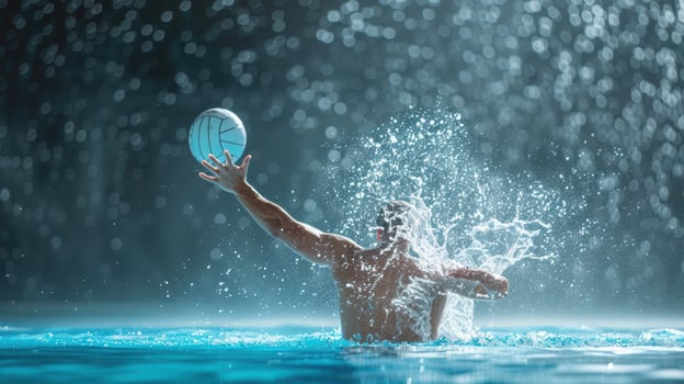 A man in the water with a ball in the air photo