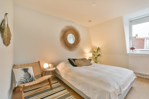 A bed in a bedroom photo